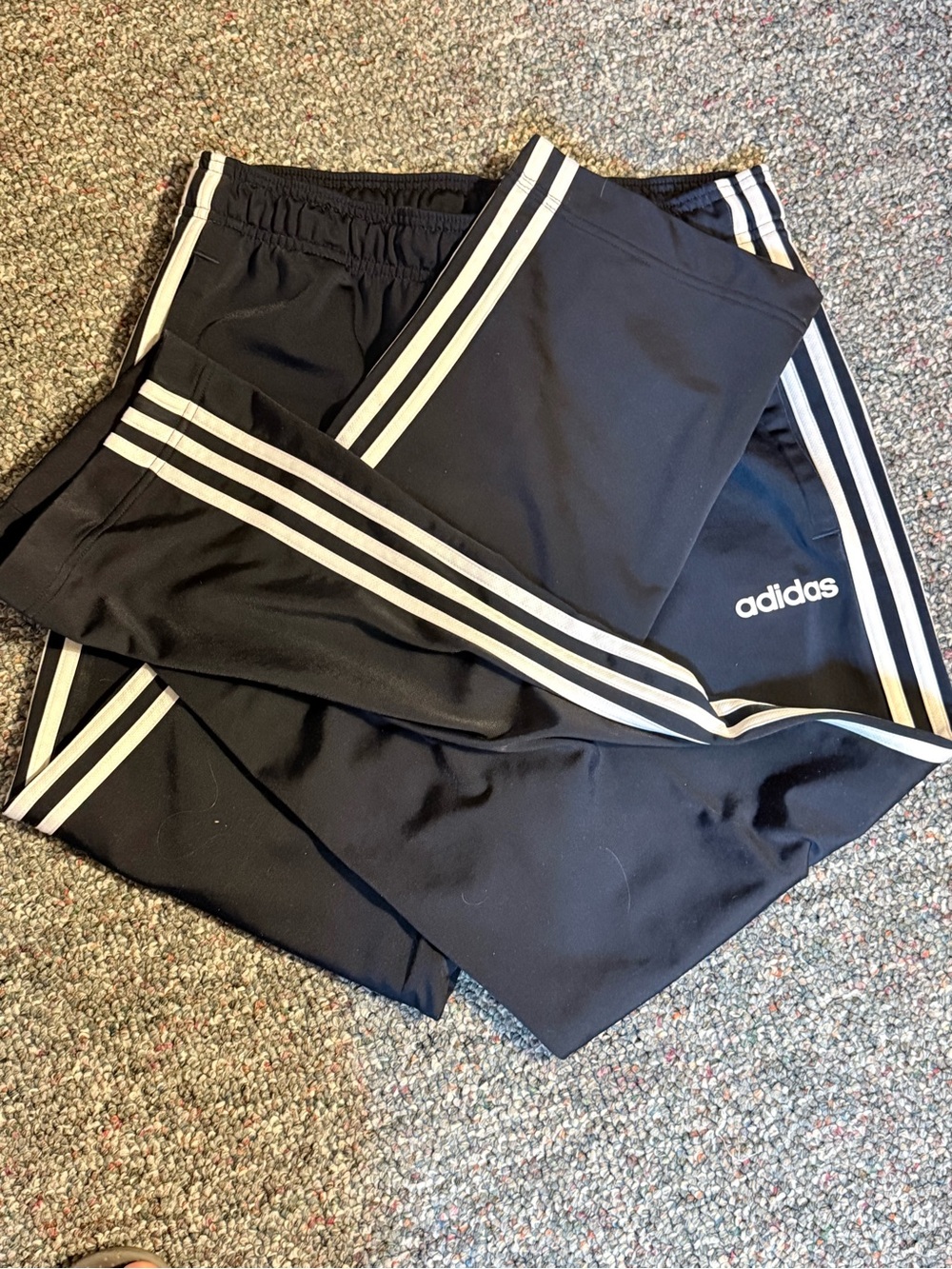 adidas older boy/men’s Black 3-Stripes Track Pants